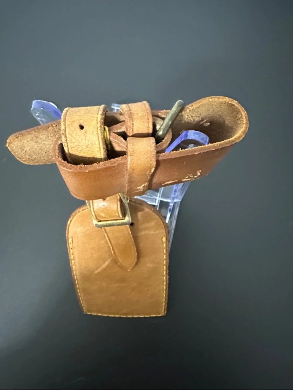 💯 Authentic Louis Vuitton Vachetta Tan Leather Luggage Tag with Strap